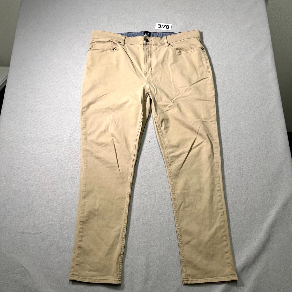Gap Chino Pants Mens 40x32 Beige Twill Flat Front Straight Leg Streetwear Casual